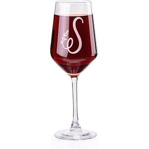 14 Ounce Classic Crystal Glass,A-Z Monogrammed Gifts For Women,Engraved Personalized Glass,Funny Lover Monogram Gifts For Women,Unique Glasses Gift (S)