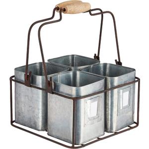 Metal Four Tin Organizer with Handles