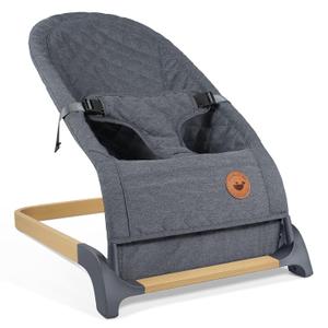 ANGELBLISS Baby Bouncer, Portable Bouncer Seat for Babies, Infants Bouncy Seat with Wood Grain Base, Natural Vibrations (Grey)