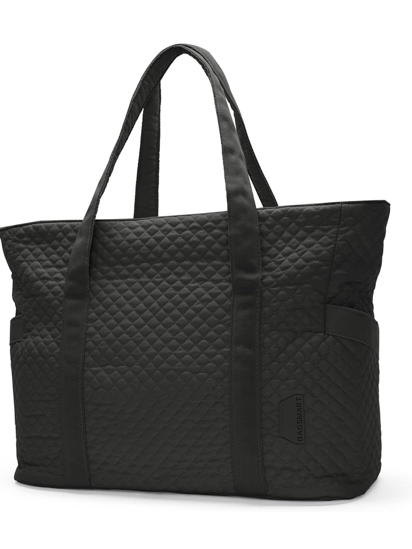 BAGSMART Large Tote Bag For Women, Travel Shoulder Bag Top Handle Handbag with Yoga Mat Buckle for Gym, Work, Travel