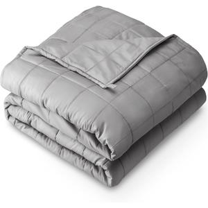 Bare Home Weighted Blanket All-Natural 100% Cotton with Nontoxic Glass Beads 60"x80" 17lbs, Light Grey