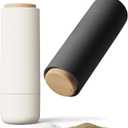 LIBKEN Non-Spill Salt and Pepper Grinder Set - Adjustable Ceramic Grinder - Minimalistic Spice Mill - Easy to Refill Condiments Dispenser - Wood & Soft-Coated Plastic - 6.2 x 2.2 inch (White & Grey)