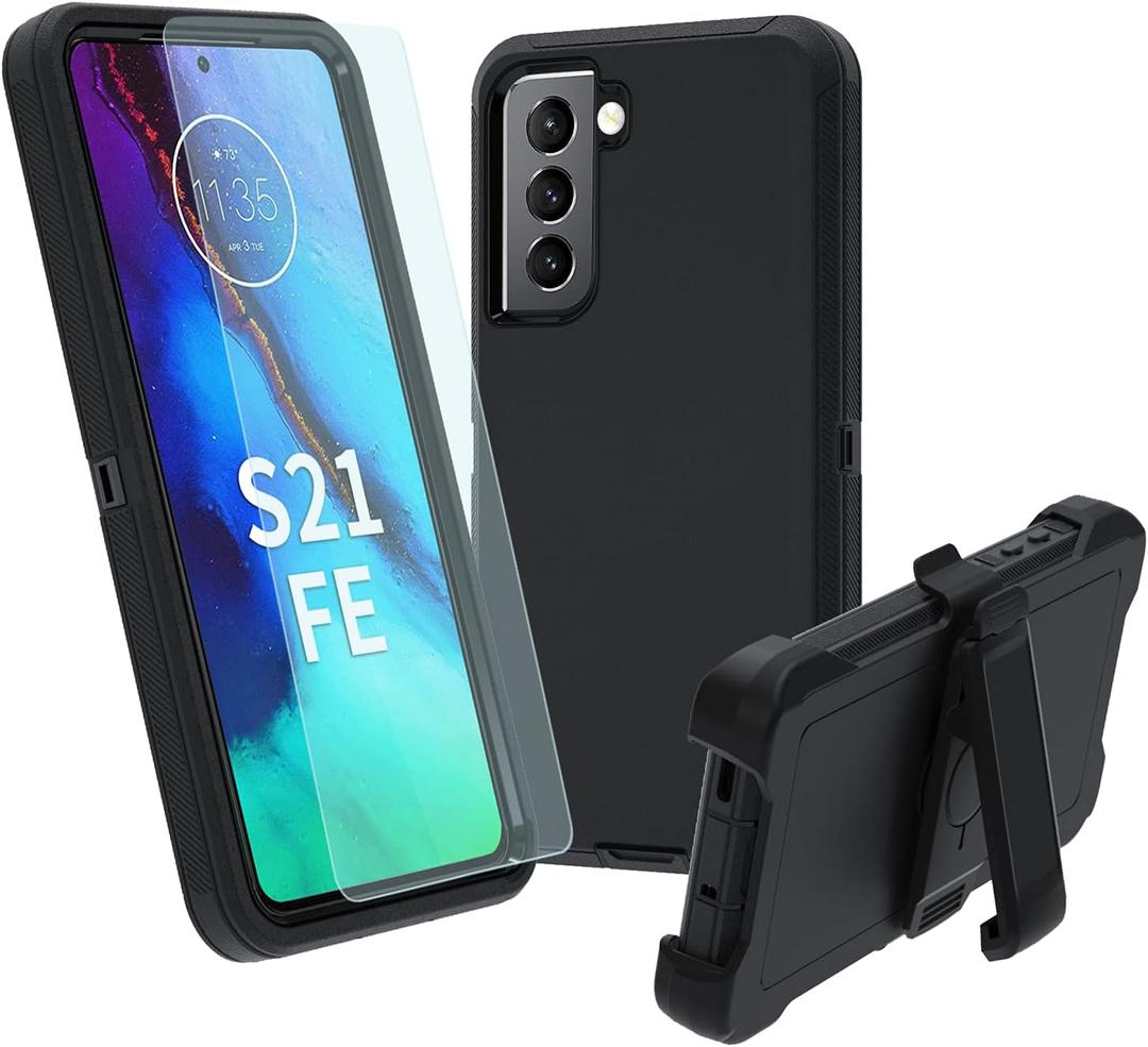 NUFR for Samsung Galaxy S21 FE 5G Case, Heavy Duty case,[Military Grade Protective ][Shockproof] [Dropproof] [Dust-Proof],(Black)