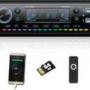 Single Din Bluetooth Multimedia Car Stereo Radio MP3 Player,USB/TF/AUX-in,FM,LCD Display,64GB SD Card,Handsfree,Quick Charge,LED Colors&Clock Display