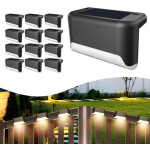 Solar Deck Lights Outdoor, 12 Pcs Solar Step Lights, Waterproof LED Solar Lights for Outdoor Stairs, Step, Fence, Yard, Patio, Railing, Garden and Pathway