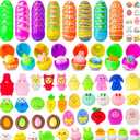 Garma 40pcs Easter Filled Eggs with 40pcs Mochi Squishies Toys and 40pcs Kawaii Tattoos Basket Egg Stuffers Stress Relief Toys for Kids Easter Egg Hunt Fillers, Party Favor, Classroom Prize Supplies