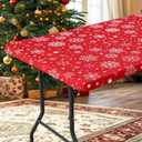 homing Rectangle Table Cloth Cover, Waterproof Polyester Elastic Fitted Tablecloth, Fits for 6 Foot Folding Tables, Washable Table Protector for Picnic, Camping, Easter (Snowflakes, 30" x 72")
