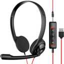 NUBWO HW02 USB Computer Headset with Clear Chat Microphone, Lightweight On-Ear Wired Headset for MS Teams, Skype, Webinars, Call Center and More (Black) (1 Pack)