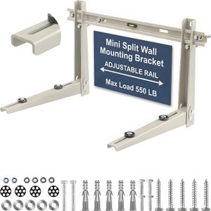 Heavy Duty Mini Split Wall Mounting Bracket, 550lb Load Capacity, Galvanized Steel with Dual Anti-Rust Coating, Adjustable Leveling Design, Anti-Vibration Pads, Fits 9000–36000 BTU Outdoor AC Units
