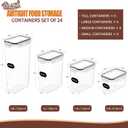 PRAKI Airtight Food Storage Containers Set with Lids - 24 PCS, BPA Free Kitchen and Pantry Organization, Plastic Leak-proof Canisters for Cereal Flour & Sugar - Labels & Marker