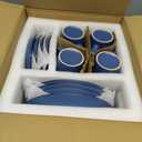 GOOD ALWAYS Plates and Bowls Sets, 16 Pieces Dinnerware Sets, Service For 4, Blue