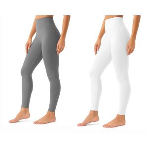 2 Pack Leggings for Women-No See-Through High Waisted Tummy Control Yoga Pants Workout Running Legging White, Grey, L/XL