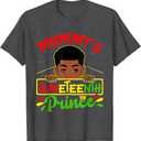 Mommy's Juneteenth Prince Black Boy Toddler Baby Boys Funny T-Shirt (Color: Dark Heather Grey, Small)