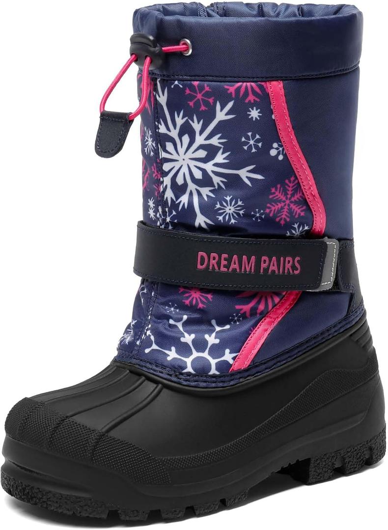 DREAM PAIRS Boys & Girls Mid Calf Water-Resistant Winter Snow Boots for Toddler/Little/Big Kid,Size 11 Little Kid,Navy/Fuchsia,KAMICK