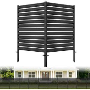 2 Panel No Dig Privacy Fence Screen, 42" H × 38" W Metal Outdoor AC Fencing