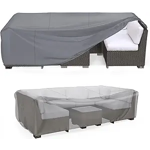 Heavy Duty Patio Furniture Covers Waterproof, Mrrihand Patio Furniture Outdoor Sectional Sofa Set , Patio Table and Chair Set Cover 89.7"L62.2"W28.3"H