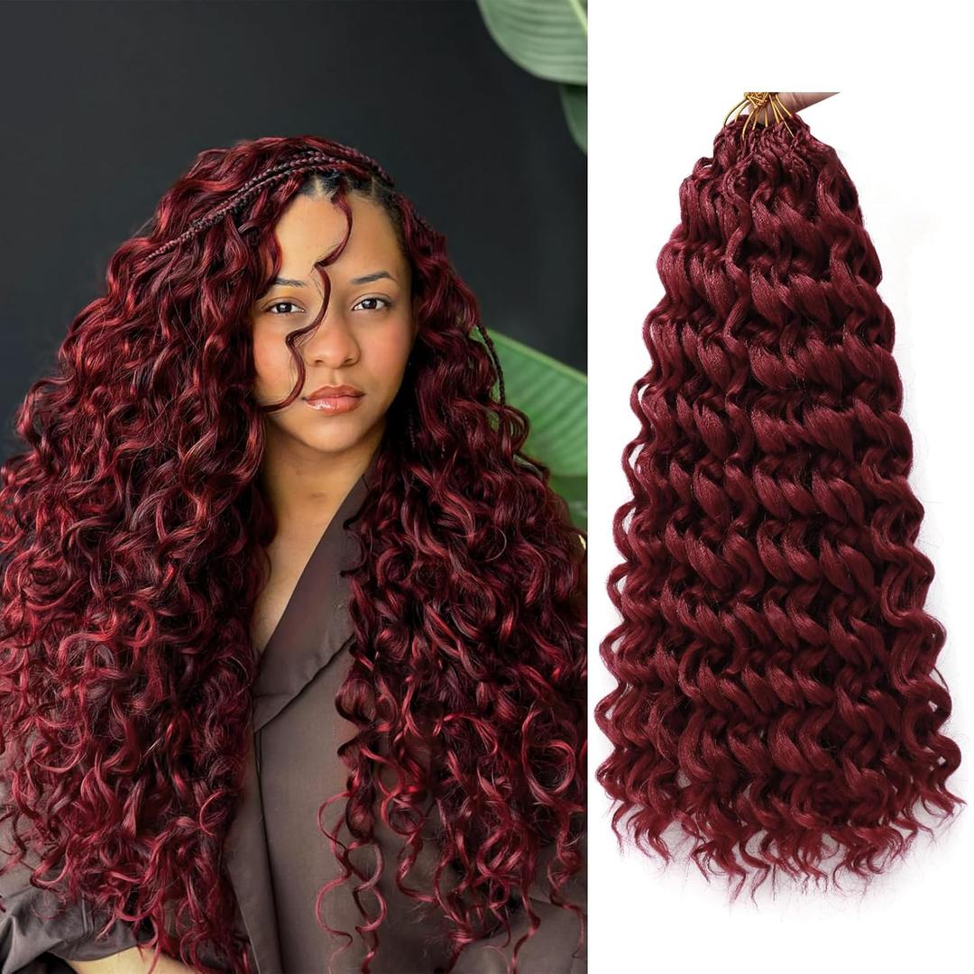 8Packs Curly Crochet Hair Boho Ocean Wave Crochet Hair 18Inch Pre Looped Crochet Hair for Black Women Pre Twisted Bench Curl Crotchet Hair(BUG, 18inch)
