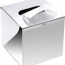 Sumnacon Square Stainless Steel Tissue Box Cover - Wall Mounted Stylish Paper Facial Cover, Modern Metal Tissue Box Holder for Bedroom/Bathroom/Vanity/Countertop/Dresser/Night Stand/Office/Car, Polish