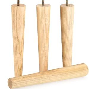 Ash Wood Furniture Legs - Premium Mid Century Legs for Sofa, Chair, Table, Dresser, Bed, Cabinet, Ottoman - Our Wooden Legs Are Easy To Install & Include Installation Hardware - Set of 4, 12 Inches