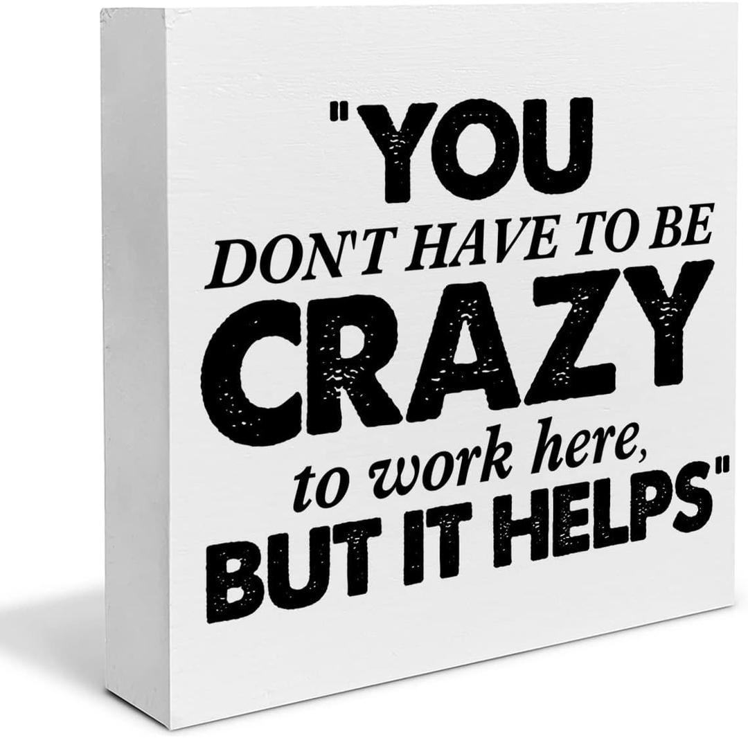 Funny Office Desk Decor Sign Humor Office Cubicle Box Sign Rustic Office Decorations for Work Women Men Cubicle Desk Accessories Supplies