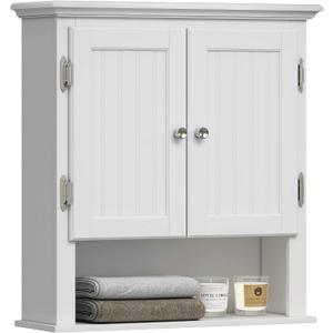 UTEX Bathroom Wall Cabinet, Bathroom Medicine Cabinet with Adjustable Shelves and Doors, Space Saving Wall Storage Cabinet, White