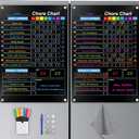 2-Pack Acrylic Magnetic Chore Chart for Kids, 12"x16" Daily/Weekly Easy-Check Reward Responsibility to Do List, Fridge Dry Erase Board for Multiple Kids Teens Adult Family with 7 Markers (Black)