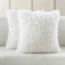 FUTEI Pack of 2 Decorative Throw Pillow Covers 18x18 Inch,Soft Fluffy Faux Wool Fur Boucle Textured Cushion Case,Modern Home Decor for Couch Bed Living Room Office,Cream White