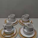 OTAGO 16-Piece Dinnerware Set for 4 with Mugs, Ribbed Stoneware Plates and Bowls Sets, Unique Handcrafted Reactive Glaze, Chip and Scratch Resistant Dish Set, Microwave & Dishwasher Safe, White