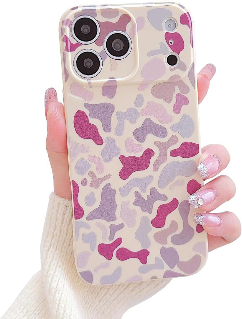 for iPhone 17 Pro CaseCute Aesthetics Leopard Print Camo Pattern for Girls Women Thin and Light Phone Protective Case,Soft TPU Shockproof Anti-Slip,for iPhone 17 Pro-Yellow