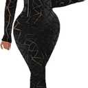 sedmoda Women's Sexy Bodycon Jumpsuits Long Sleeve Sheer Mesh Patchwork Side Zipper Party Club Rompers (Large, Black)