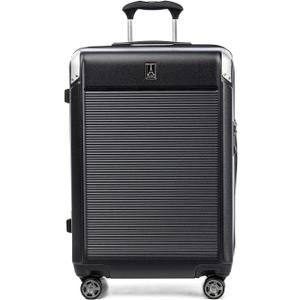 Travelpro Platinum Elite Hardside Expandable Checked Luggage, 8 Wheel Spinner, TSA Lock, Hard Shell Polycarbonate Suitcase, Shadow Black, Checked Medium 25-Inch