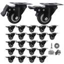 2 Inch Caster Wheels Set of 24 Heavy Duty Casters,with Brake,No Noise Locking Polyurethane (PU) Wheels, for Furniture and Workbench Load 800lbs