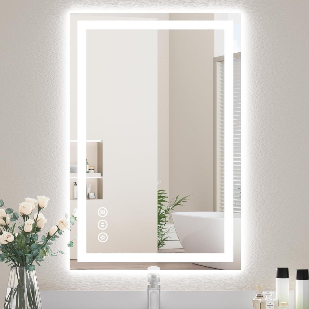 16X24 LED Bathroom Mirror with Lights, Anti-Fog, Backlit + Front Lit, Lighted Bathroom Vanity Mirror for Wall, Memory Function, Dimmable, Tempered Glass, Shatter-Proof, ETL Listed