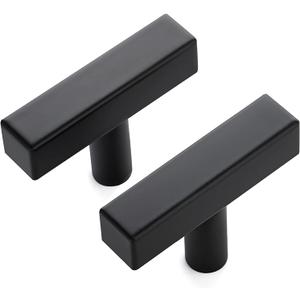Ravinte 10 Pack Black Square Bar Cabinet Knobs 2 Inch Square Cabinet Pulls Matte Black Single Hole Kitchen Cabinet Handles