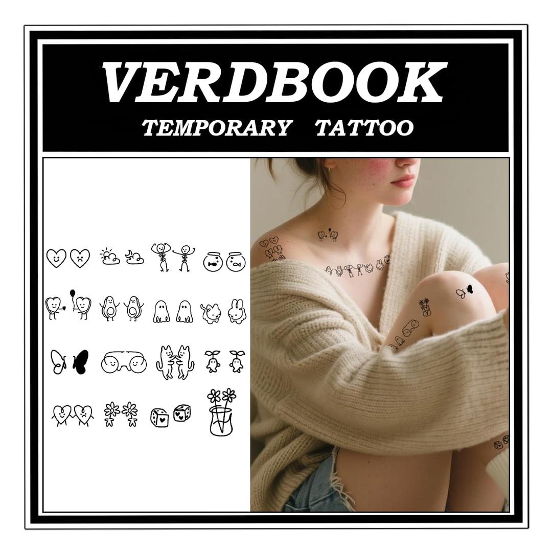 2 Sheets Waterproof Temporary Tattoo Last 7-15 Days, Smile Tribe | Semi Permanent Tattoos，30s Apply Realistic Body Stickers for Beach Parties Festival Daily Wear, Fake Tattoo for Women & Men