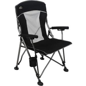 Camping Chair with Padded Hard Armrest,Cup Holder,Heavy Duty for Adults,Mesh Backrest,Portable Lawn Lightweight Outdoor Camp Chair,Support up to 400lbs (Black-mesh)