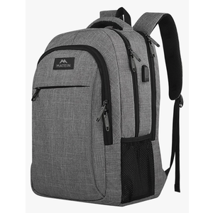 MATEIN Travel Laptop Backpack, Business Anti Theft Slim Sturdy Laptops Backpack with USB Charging Port, Water Resistant College School Computer Bag Gift for Men & Women Fits 15.6 Inch Notebook, Grey