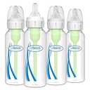 Dr. Brown's AntiColic Options+ Narrow Glass Baby Bottle with Level 1 Slow Flow Nipple, BPAFree, 8 oz/250 mL, 0m+, 4Pack 