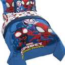 Jay Franco Marvel Spidey and His Amazing Friends Team Spidey 7 Piece Full Size Bed Set - Includes Comforter & Sheet Set Bedding - Super Soft Fade Resistant Microfiber (Official Marvel Product) (Blue - Spidey & Friends)