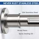 BRIOFOX Industrial Shower Curtain Rod - Never Rust Non-Slip 43-72 Inch 304 Stainless Steel, Brushed Nickel