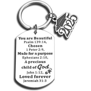 KINMES College Graduation Gifts for Her, Class of 2025 Keychain Inspirational Christian Keychain, Master Degree Phd Graduation Gifts for Her Girls Daughter