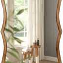 ULIKE Wavy Mirror for Bathroom, 24"x36" Rustic Farmhouse Wood Mirror for Wall Decor, Modern Decorative Vanity Mirrors for Bedroom Living Room Entryway, Brown (24"L x 36"W, Rustic Wood)