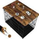 Dog Crate Topper Wood Countertop for 54 Inch Dog Cage, Dog Crate Table Topper Collapsible Dog Kennel Topper (Rustic Brown, 54 Inch)