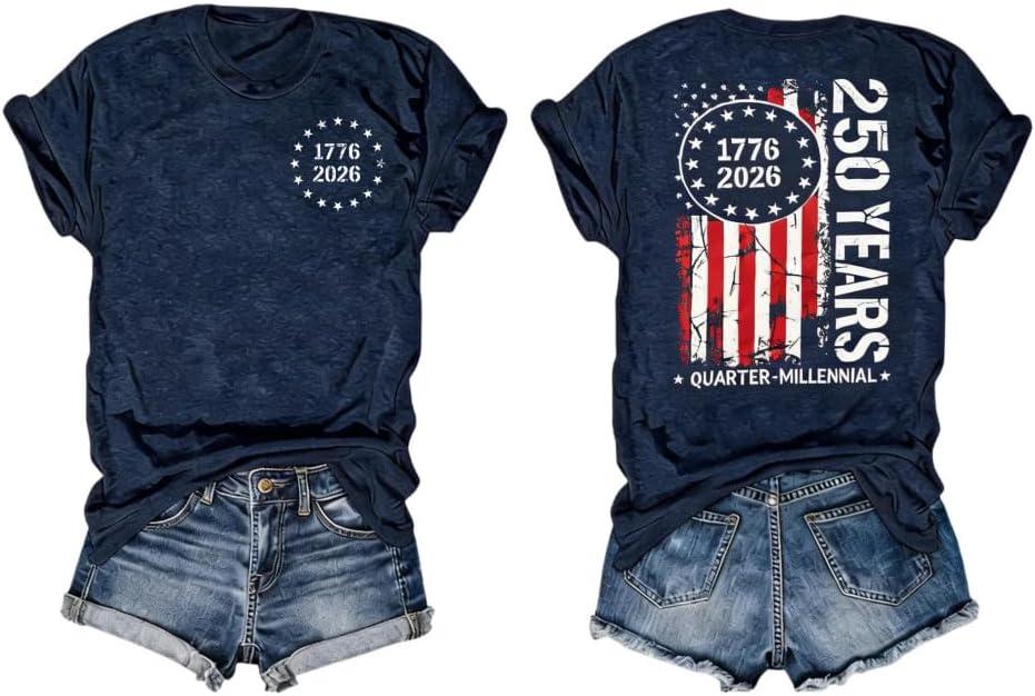 250 Anniversary USA Flag Shirt Womens Patriotic Shirts 4th of July Shirts USA Shirt Memorial Day Patriotic Tee Tops