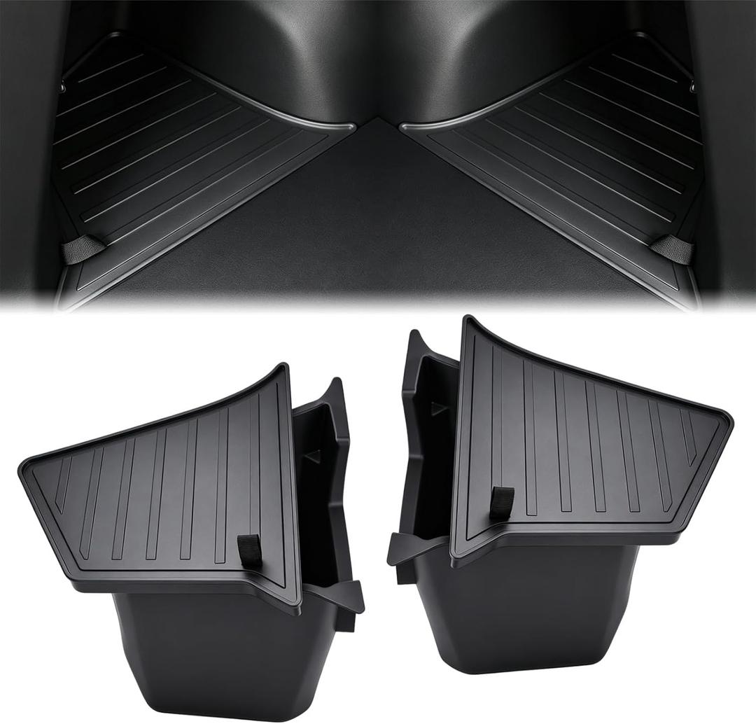 Rear Trunk Side Storage Bins with Lid Fit 2025-2026 Tesla Model Y Juniper