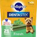 Pedigree Dentastix Dental Chews for Dogs, Small and Toy Breed Dog Treats, Fresh Flavor, (7) 21ct Bags (147 Treats Total) (EXP 07/01/27)