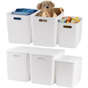 Amazon.com - DOUKE White Large Plastic Storage Bins with Lids, 30qt & 16qt Closet Organizers and Storage Tubs, 12" Deep Lidded Aesthetic Storage Containers(4XL+2L)