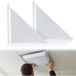 Copkim 2 Pack Aluminum Corner Air Diverter (Triangle) for 12 x 12 Inch Ceiling Air Vent Deflector Commercial Ceiling Diffuser Adjustable AC Vent Cover Redirect Airflow for Office Home, White