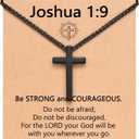 UNGENT THEM Be Strong in Faith  Easter Basket Stuffers 20 Inch Stainless Steel Cross Necklace for Men Teen Boys Christian Christmas Gifts