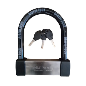 Heavy Duty Anti Theft Alarm U Lock for E-Bikes, Scooters, Motorcycles - 16mm Stainless Steel, 3 Keys, Weatherproof, Silver